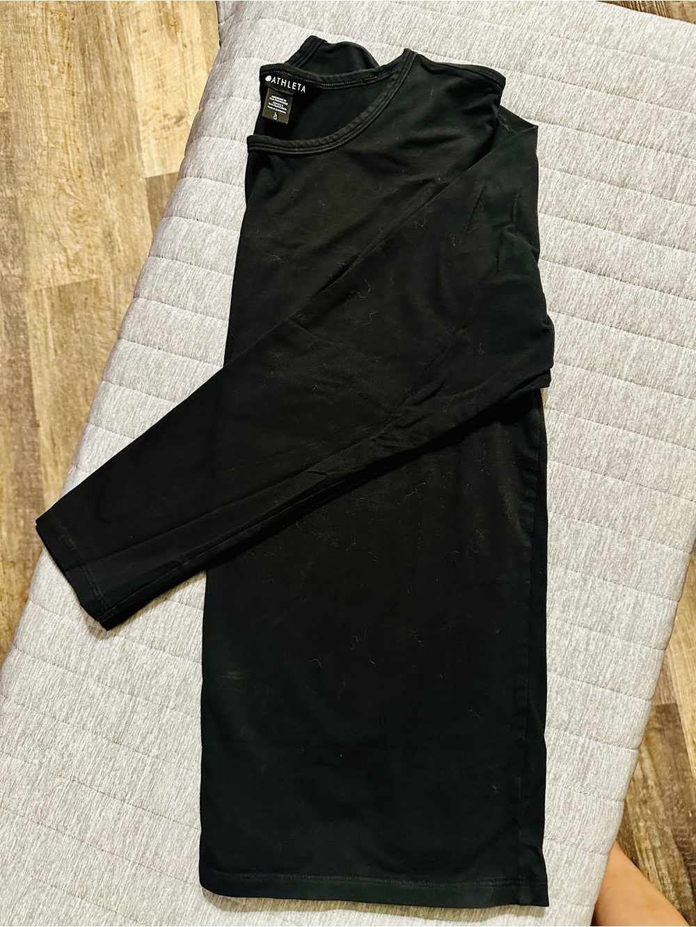 Athleta Black Crewneck Long Sleeve Top